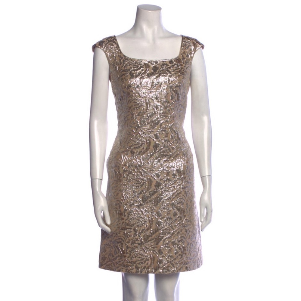 Gold Metallic Marchesa Notte Sheath Dress